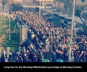 Long Line For Brooklyn Manhattan Bus Bridge At Barclays Center1